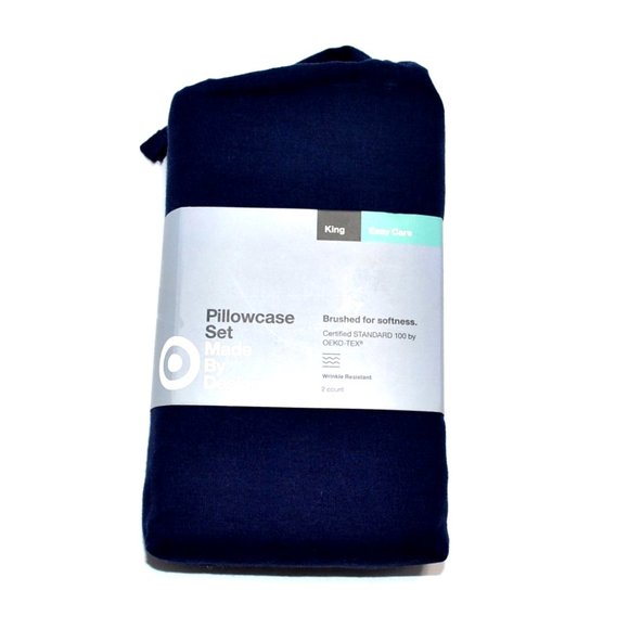 Made By Design Bedding Nwt Easy Care Pillowcase Set Navy King